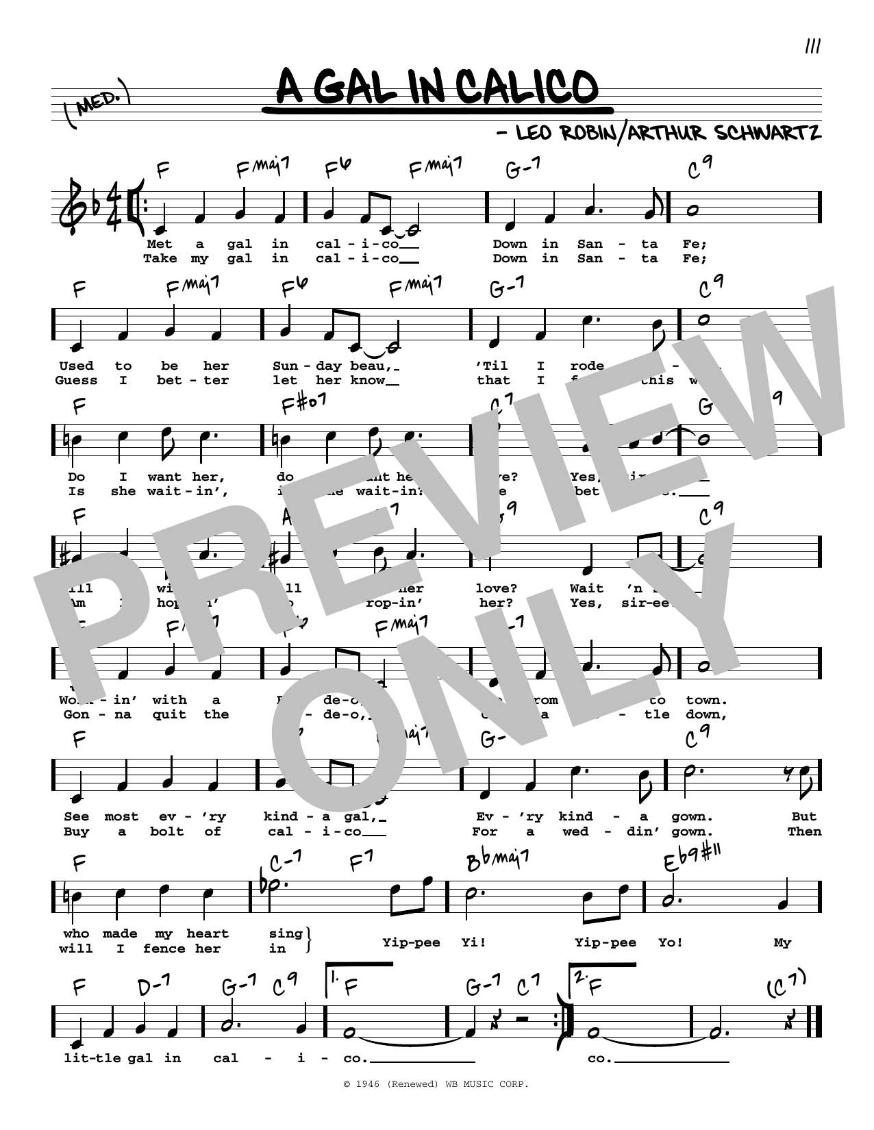Download Leo Robin and Arthur Schwartz A Gal In Calico (High Voice) Sheet Music