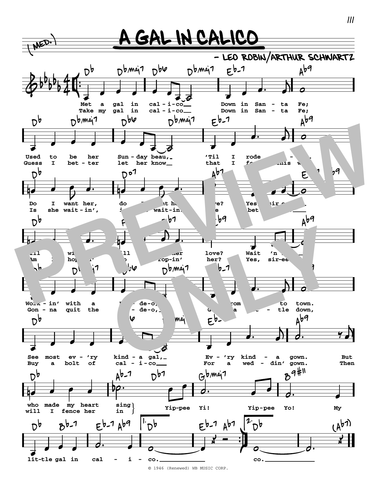 Download Leo Robin and Arthur Schwartz A Gal In Calico (Low Voice) Sheet Music