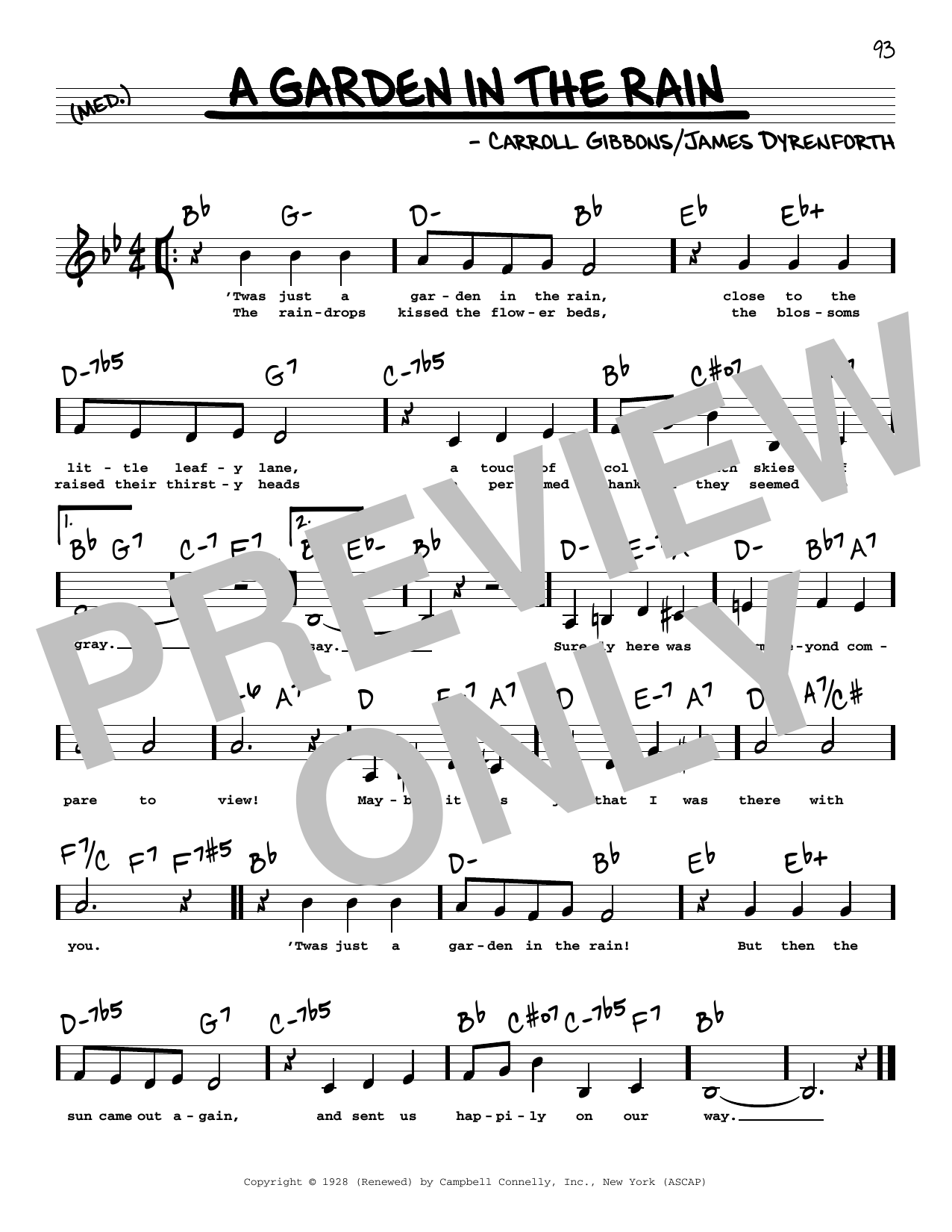 Download Carroll Gibbons A Garden In The Rain (Low Voice) Sheet Music