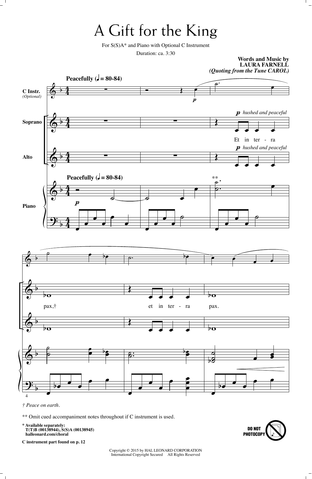 Download Laura Farnell A Gift For The King Sheet Music