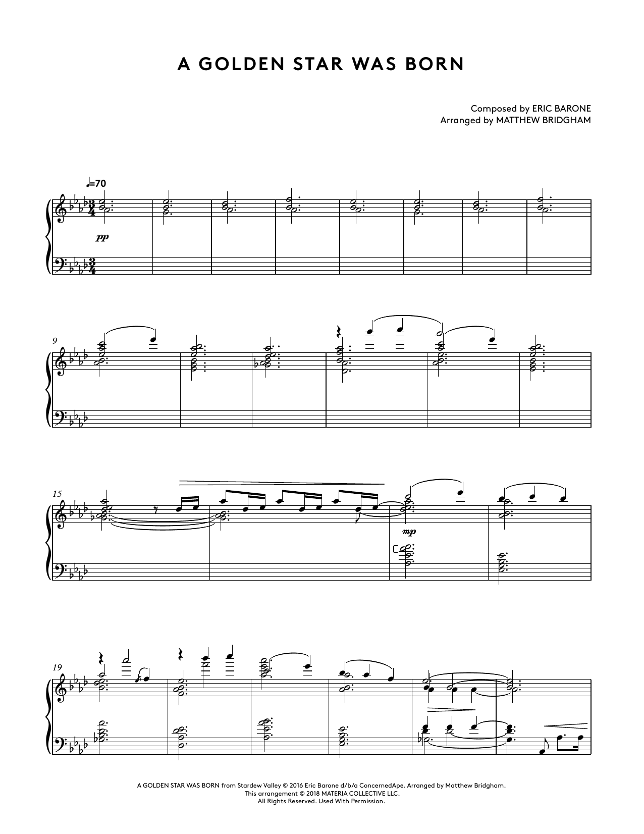 Download Eric Barone A Golden Star Was Born (from Stardew Va Sheet Music