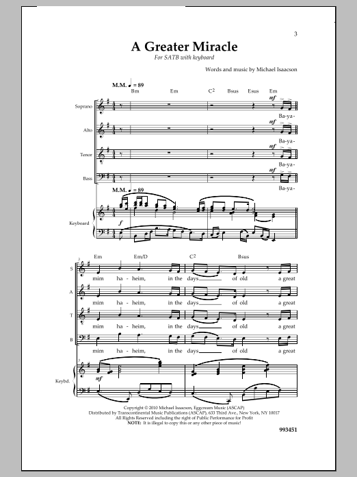Download Michael Isaacson A Greater Miracle Sheet Music