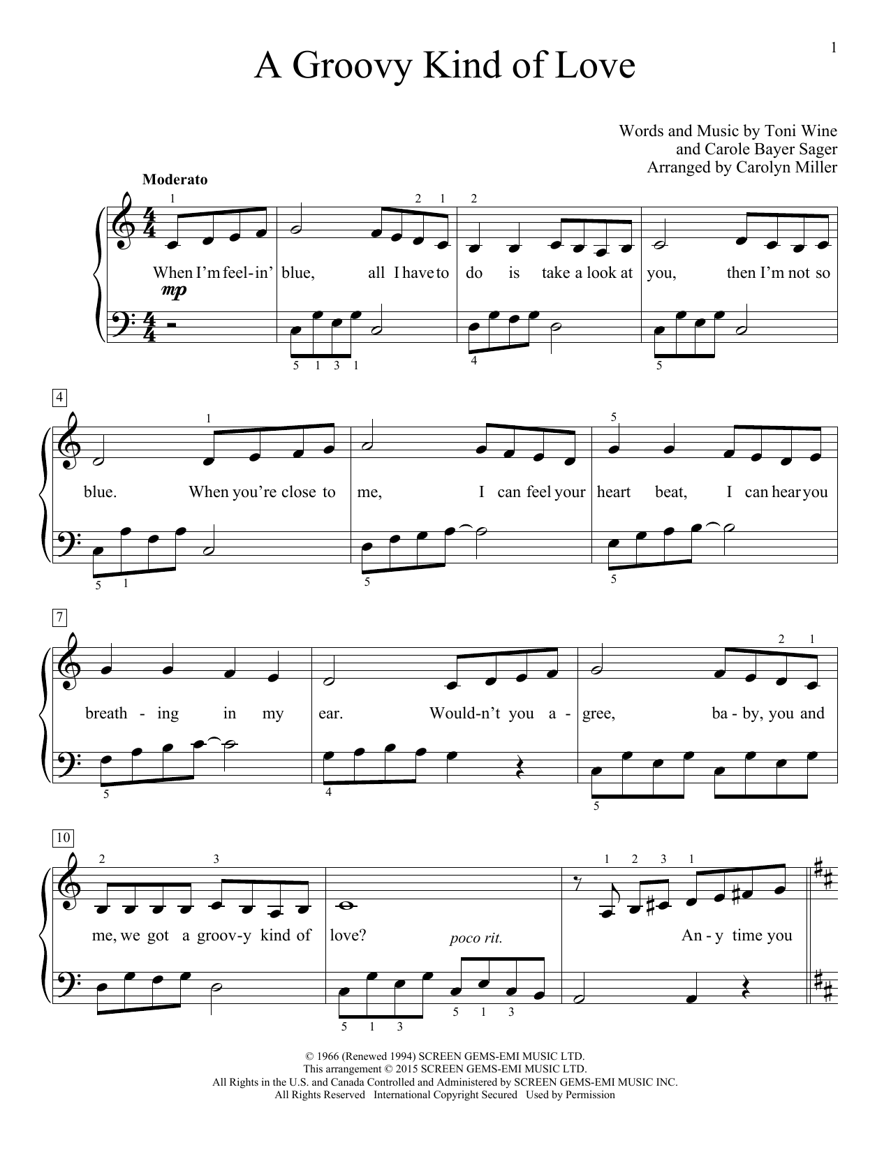 Download Carolyn Miller A Groovy Kind Of Love Sheet Music