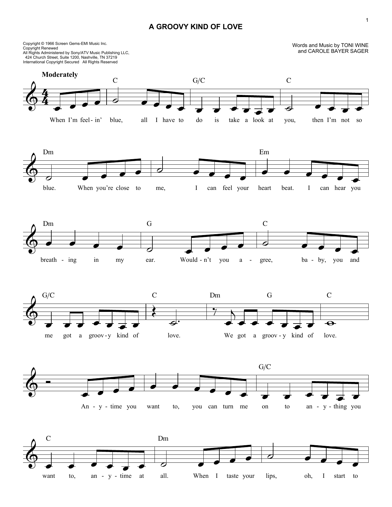 Download The Mindbenders A Groovy Kind Of Love Sheet Music