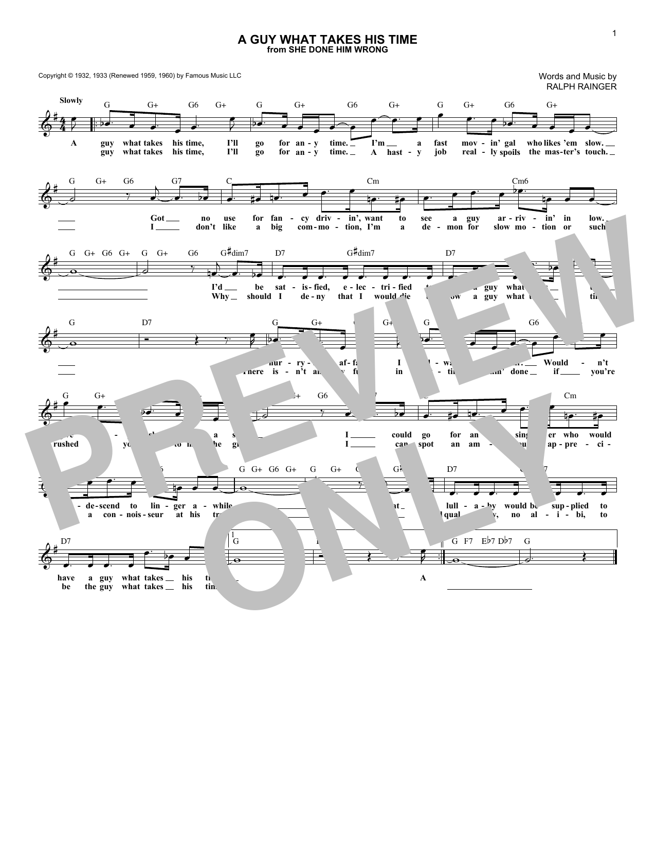 Download Ralph Rainger A Guy What Takes His Time Sheet Music