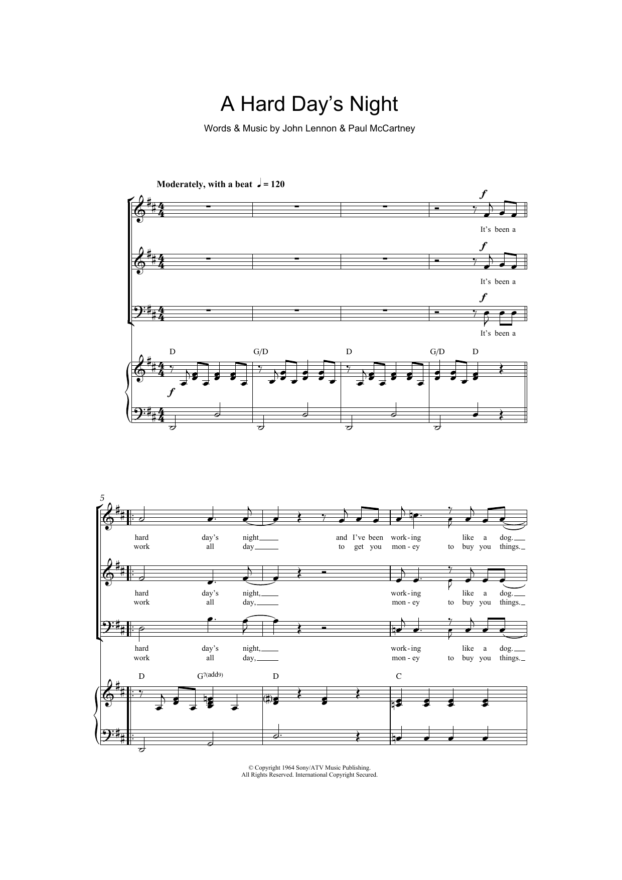 Download The Beatles A Hard Day's Night (arr. Barrie Carson Sheet Music