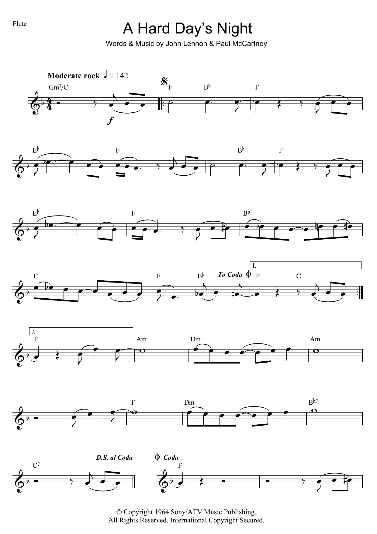 Download The Beatles A Hard Day's Night Sheet Music
