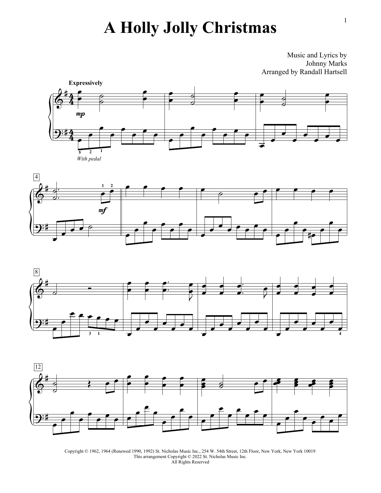 Download Johnny Marks A Holly Jolly Christmas (arr. Randall H Sheet Music