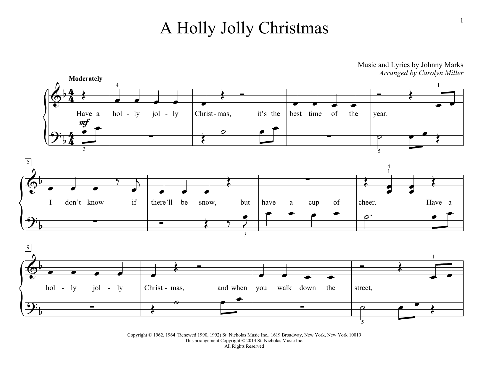 Download Carolyn Miller A Holly Jolly Christmas Sheet Music