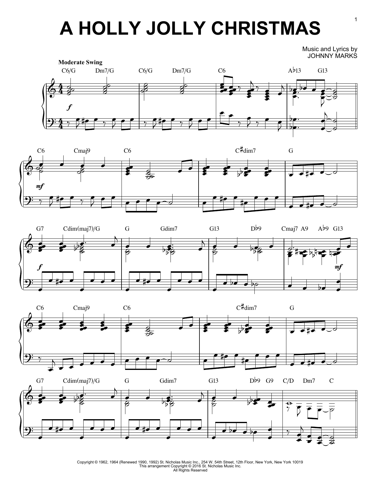 Download Johnny Marks A Holly Jolly Christmas [Jazz version] Sheet Music