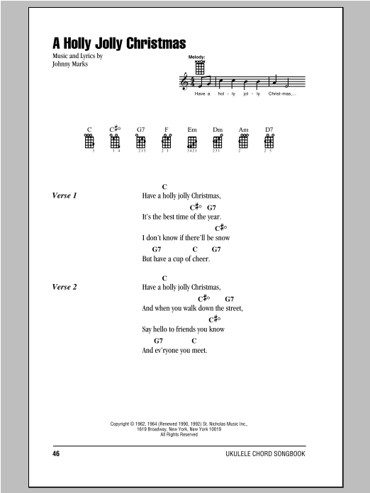 Download Johnny Marks A Holly Jolly Christmas Sheet Music