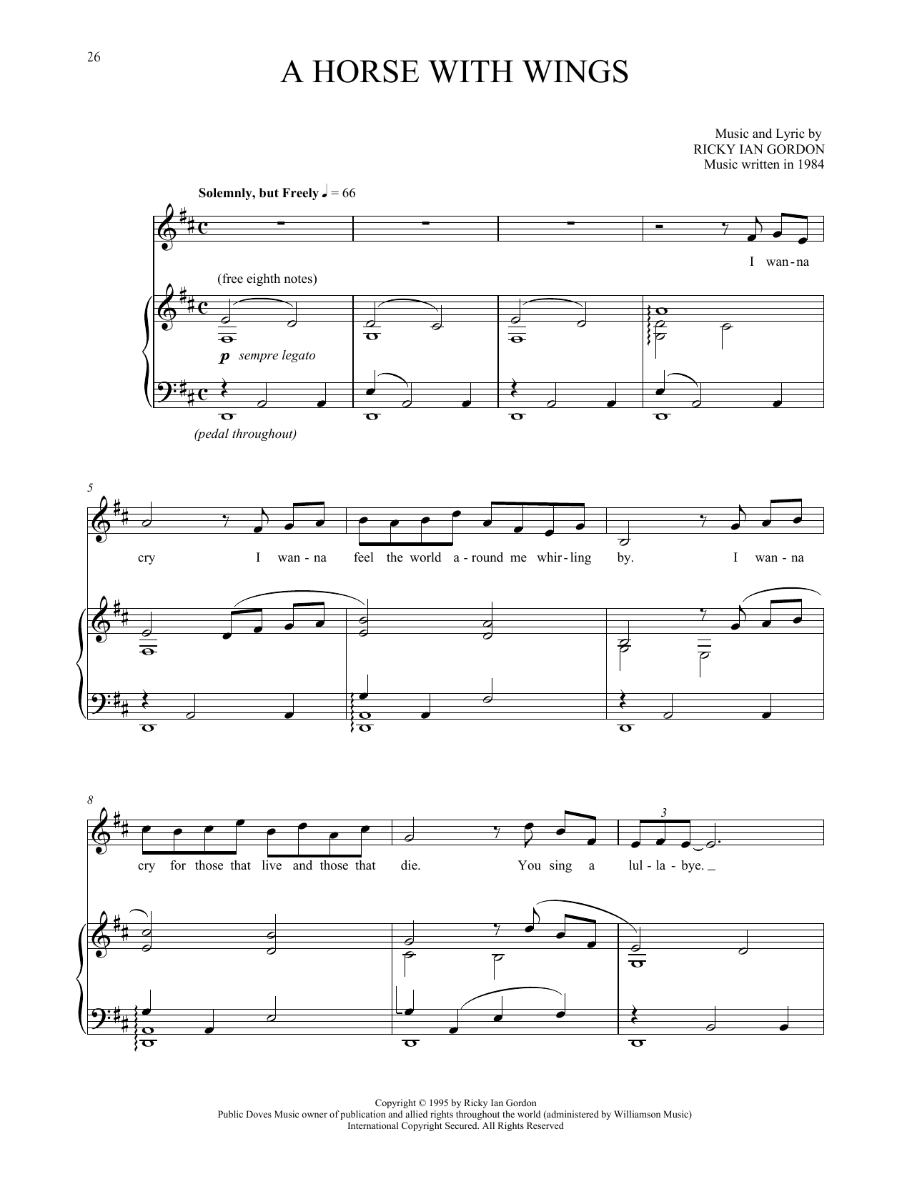 Download Ricky Ian Gordon A Horse With Wings Sheet Music