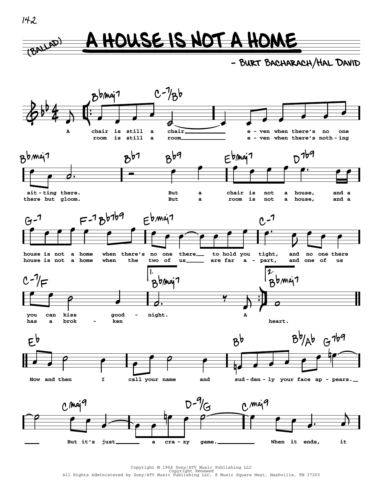 Download Bacharach & David A House Is Not A Home (High Voice) Sheet Music