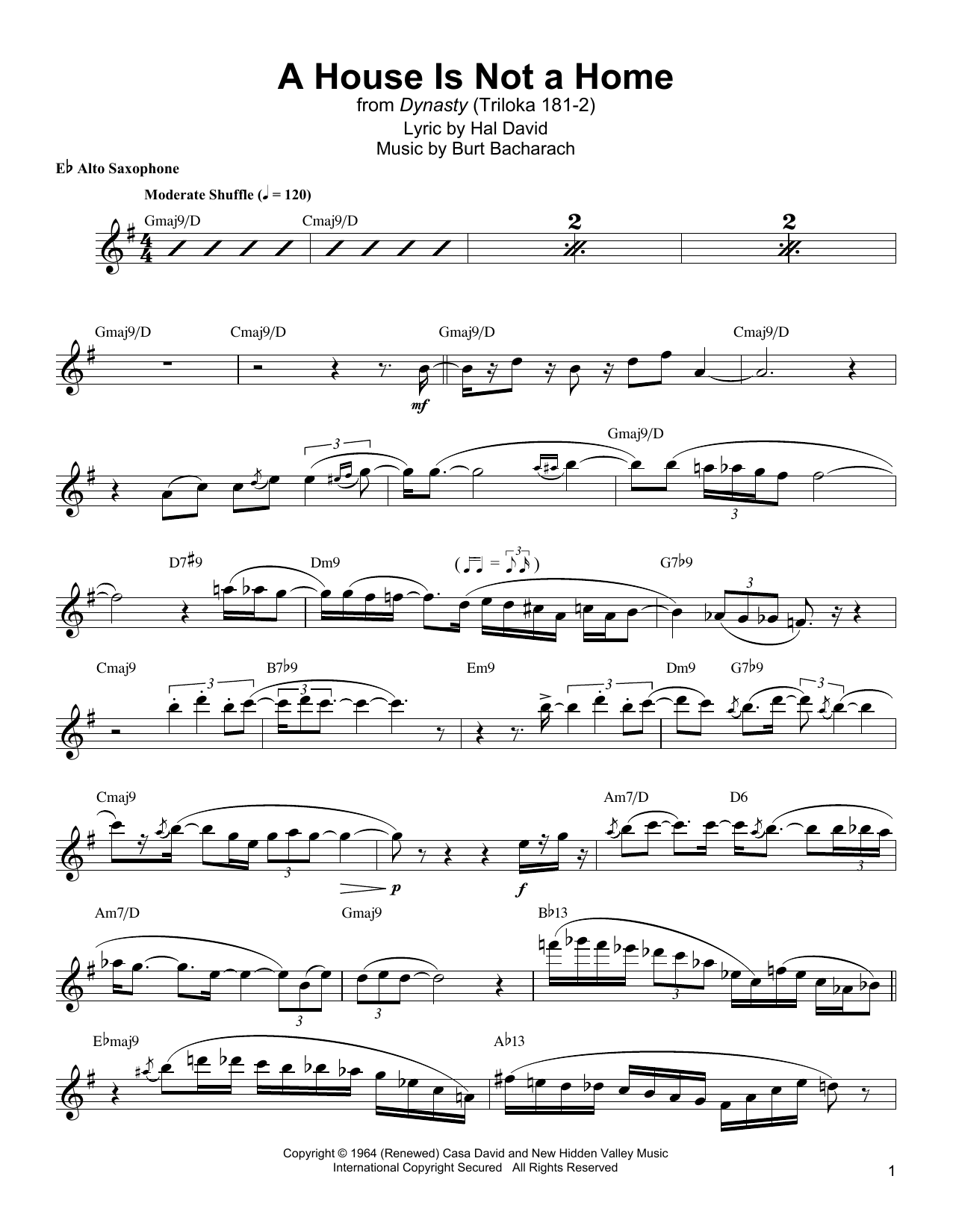 Download Jackie McLean A House Is Not A Home Sheet Music