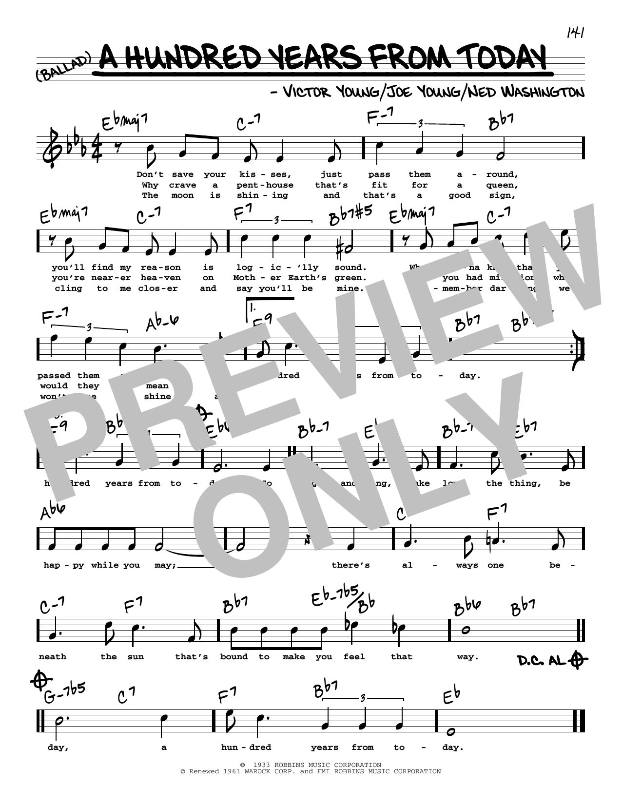 Download Frank Sinatra A Hundred Years From Today (High Voice) Sheet Music