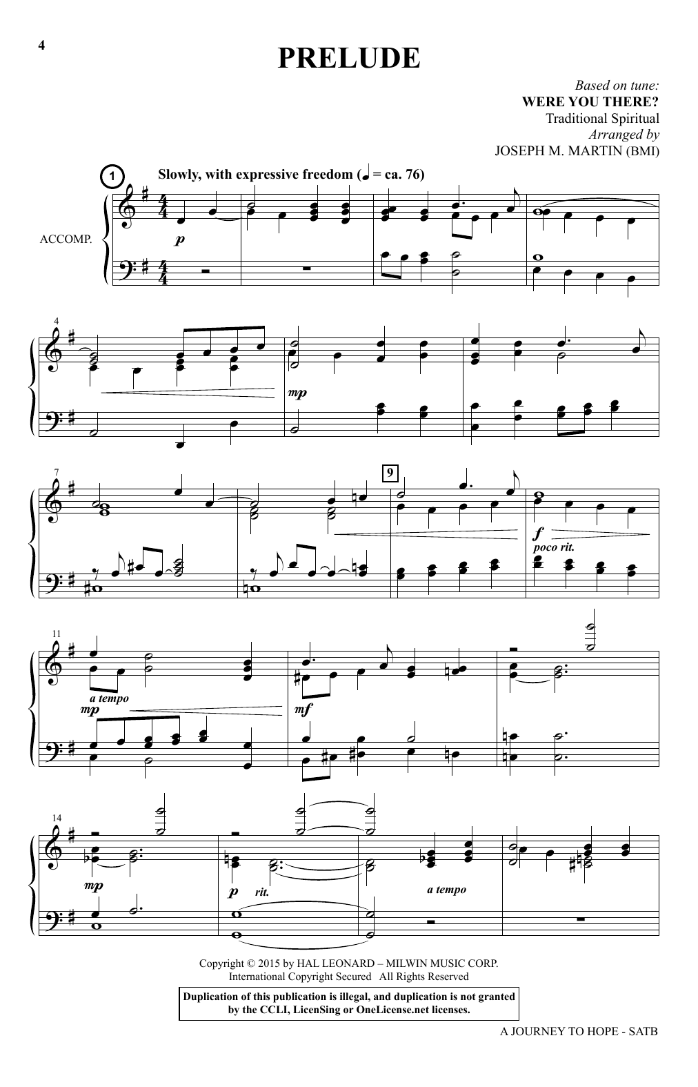 Download Joseph M. Martin A Journey To Hope (A Cantata Inspired B Sheet Music