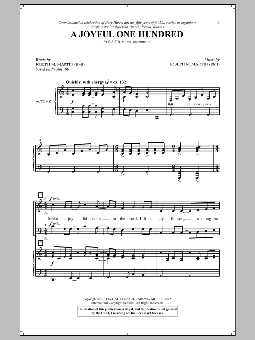 Download Joseph M. Martin A Joyful One Hundred Sheet Music