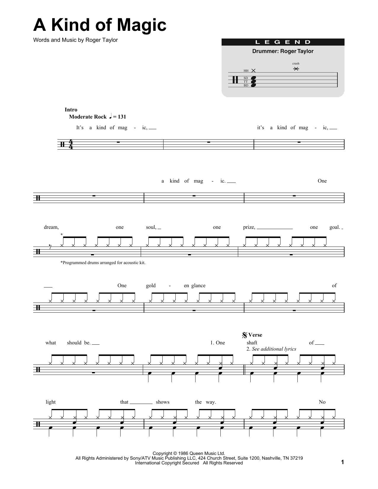 Download Queen A Kind Of Magic Sheet Music