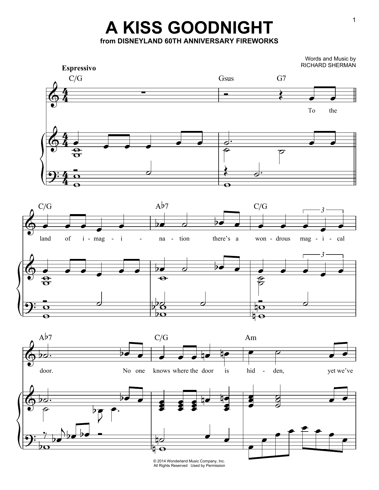 Download Richard Sherman A Kiss Goodnight Sheet Music