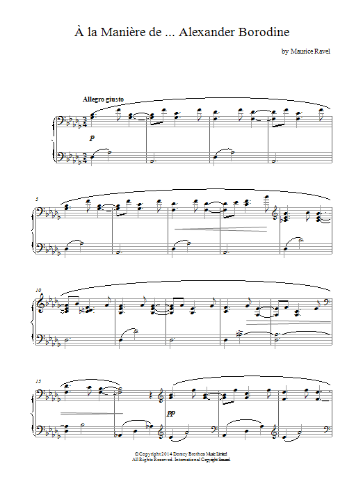 Download Maurice Ravel A La Maniere De Alexander Borodine Sheet Music