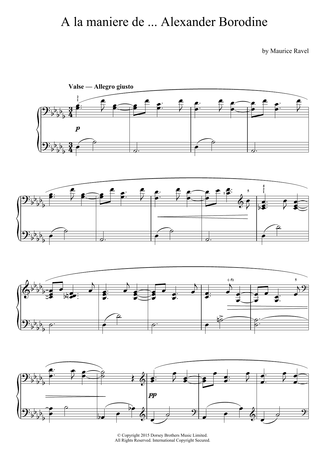 Download Maurice Ravel À La Manière De Borodine Sheet Music