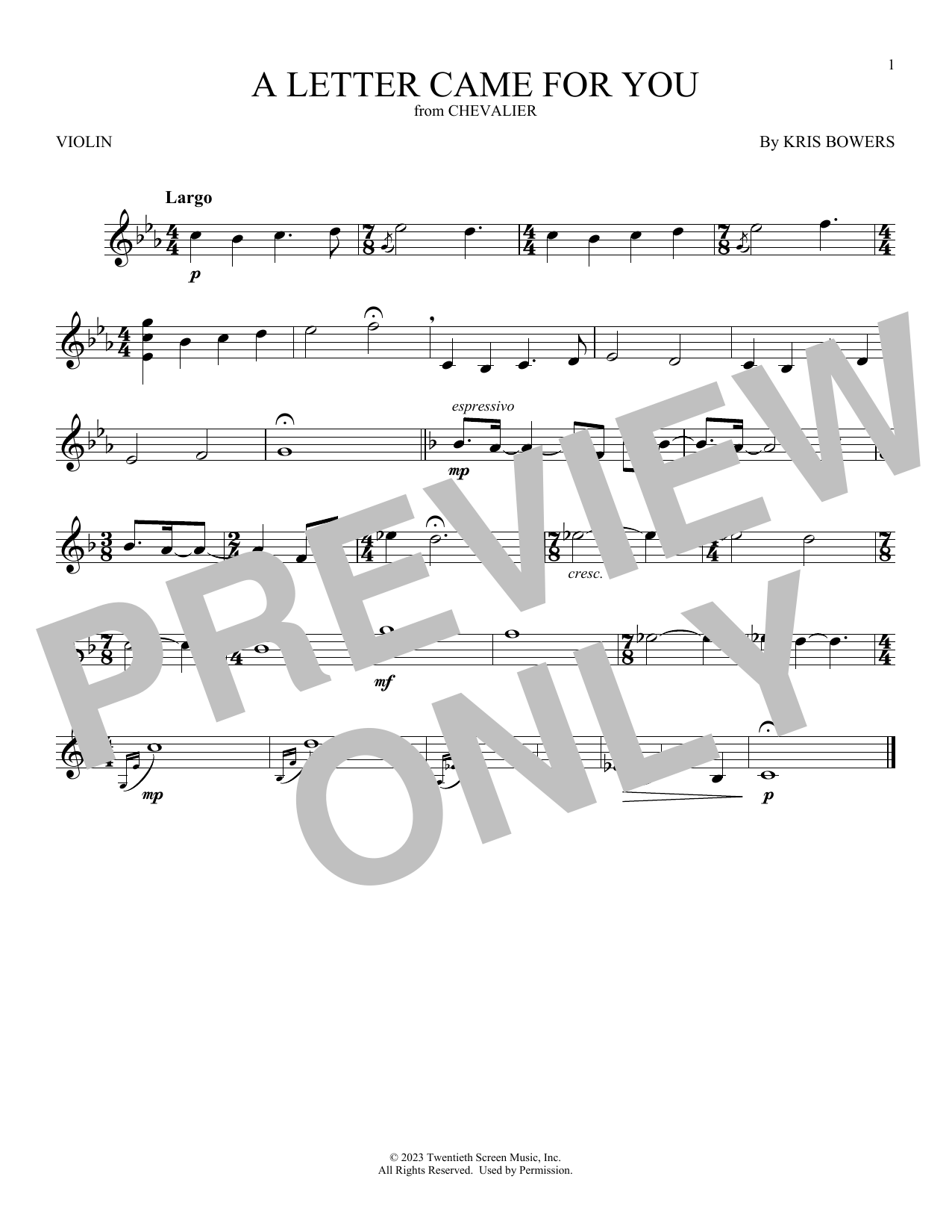 Download Kris Bowers A Letter Came For You (from Chevalier) Sheet Music