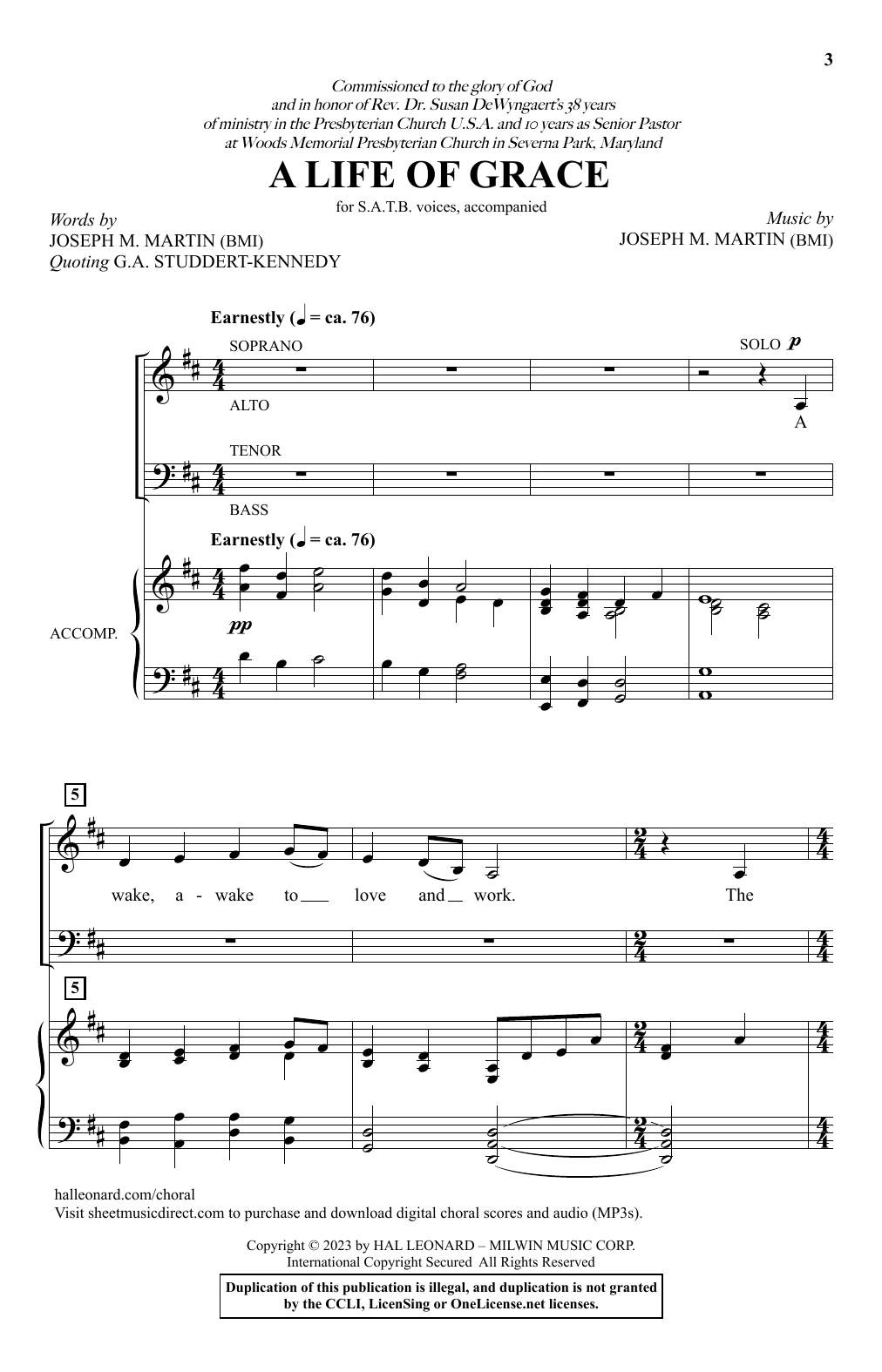 Joseph M. Martin A Life Of Grace sheet music notes printable PDF score