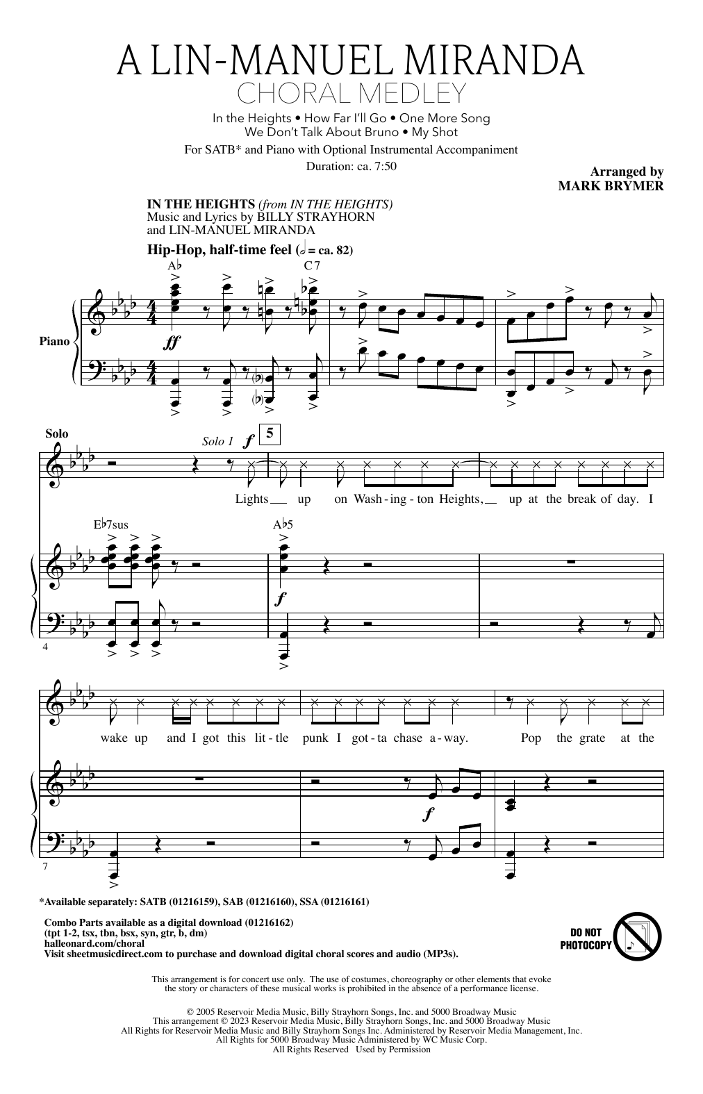 Lin-Manuel Miranda A Lin-Manuel Miranda Choral Medley (arr. Mark Brymer) sheet music notes printable PDF score