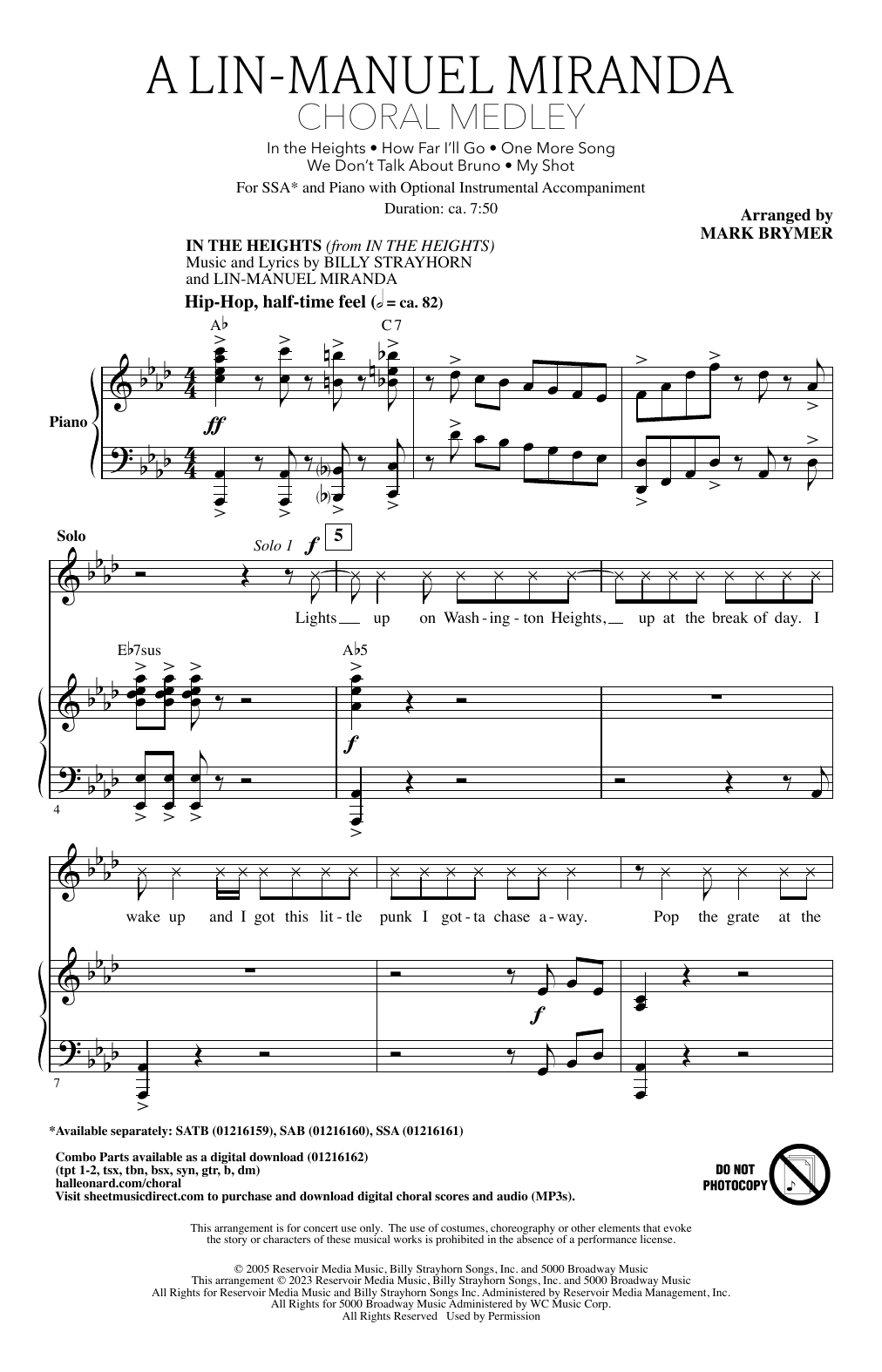 Lin-Manuel Miranda A Lin-Manuel Miranda Choral Medley (arr. Mark Brymer) sheet music notes printable PDF score