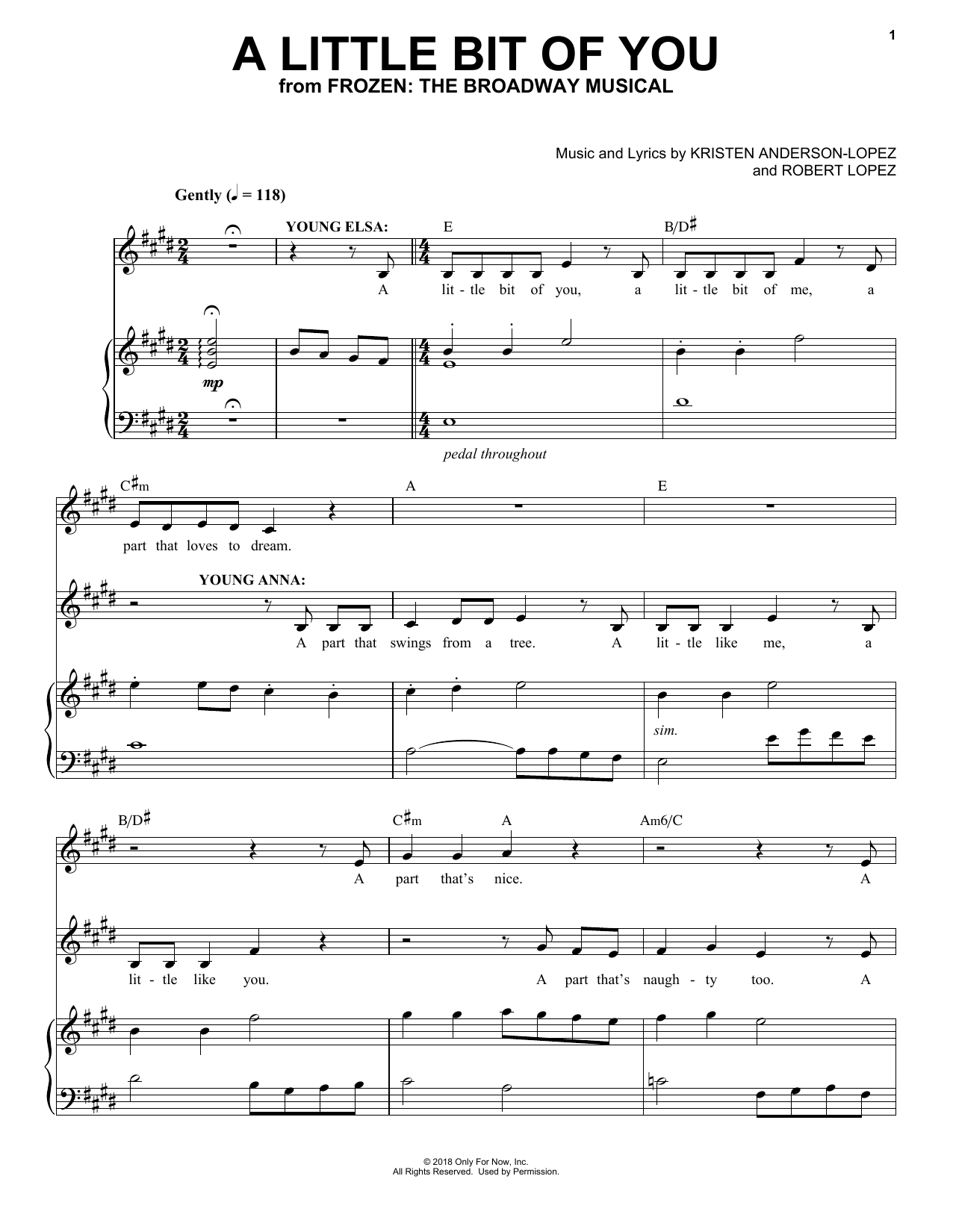 Download Kristen Anderson-Lopez & Robert Lope A Little Bit Of You (from Frozen: The B Sheet Music