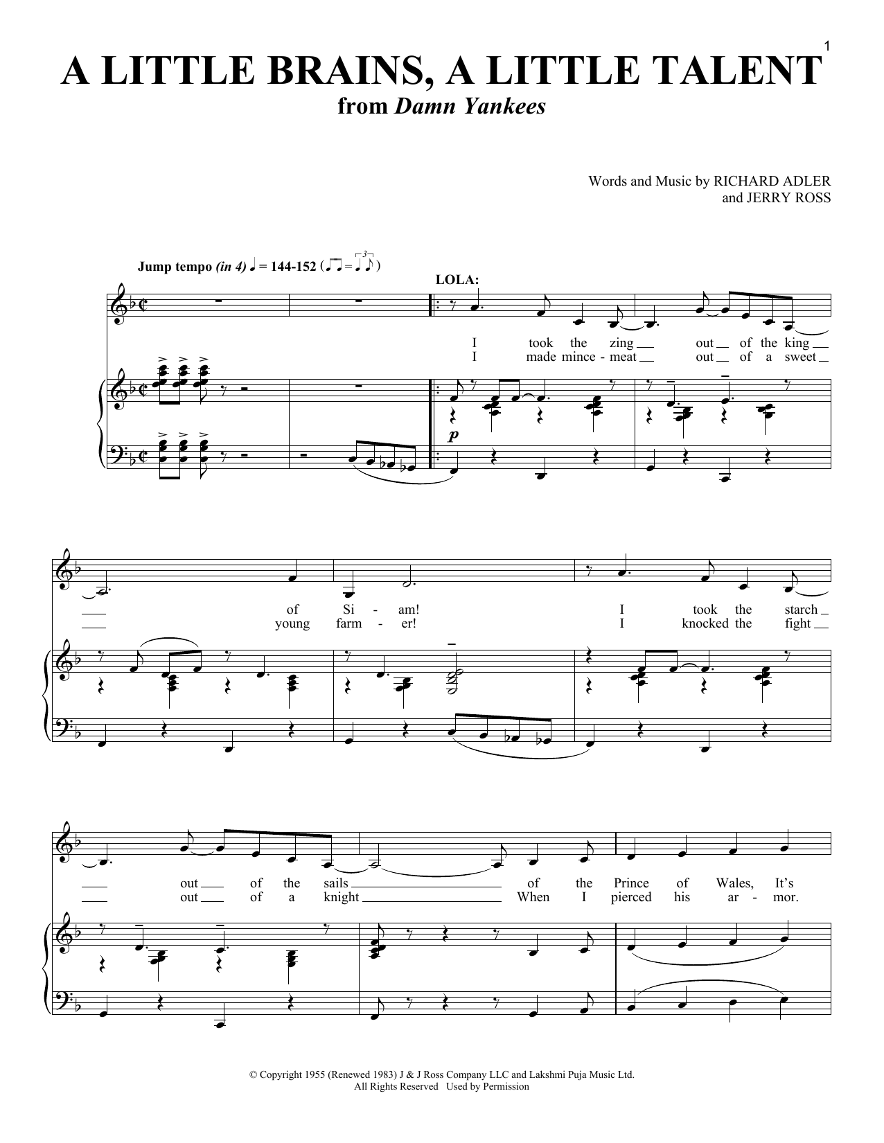 Download Richard Adler and Jerry Ross A Little Brains, A Little Talent (from Sheet Music