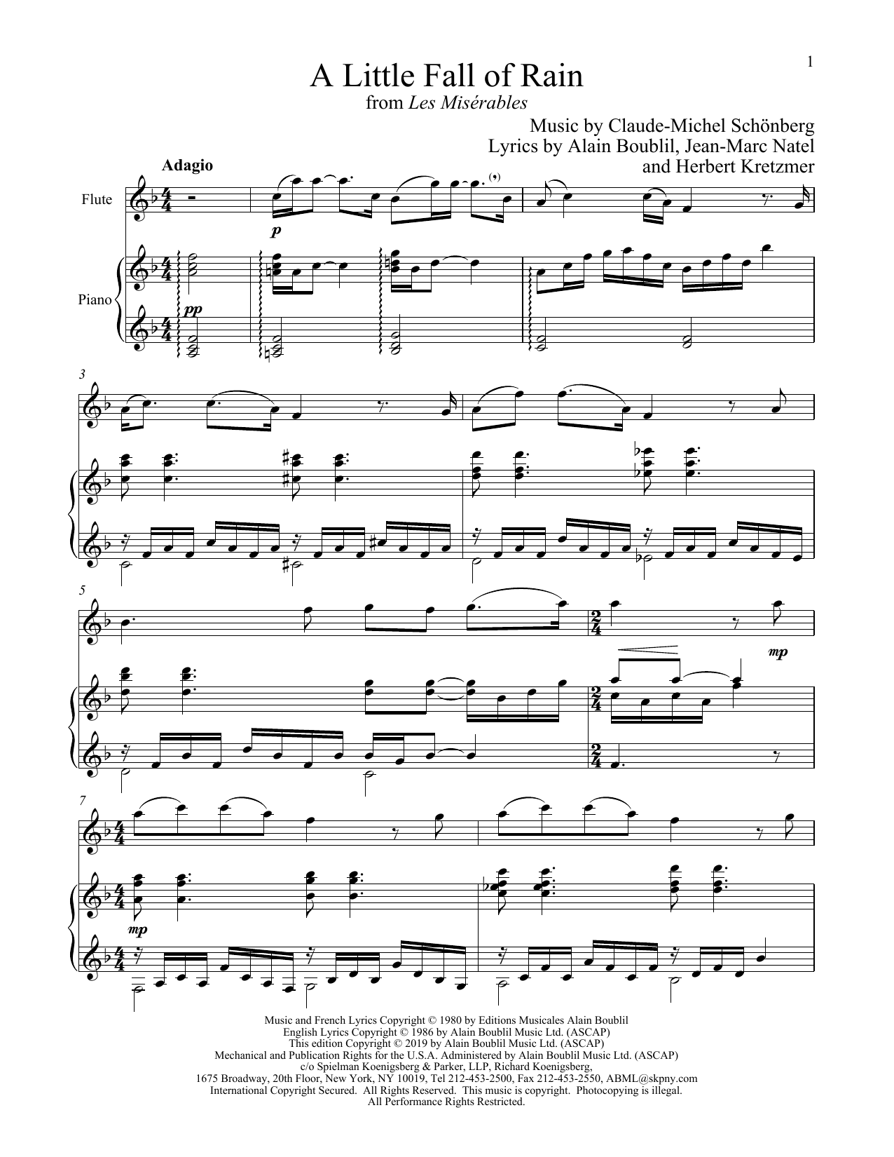 Download Boublil and Schonberg A Little Fall Of Rain (from Les Miserab Sheet Music