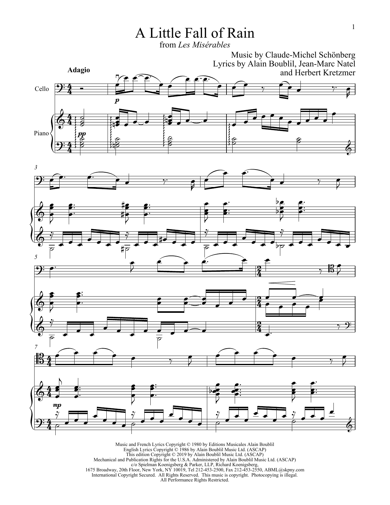 Download Boublil and Schonberg A Little Fall Of Rain (from Les Miserab Sheet Music