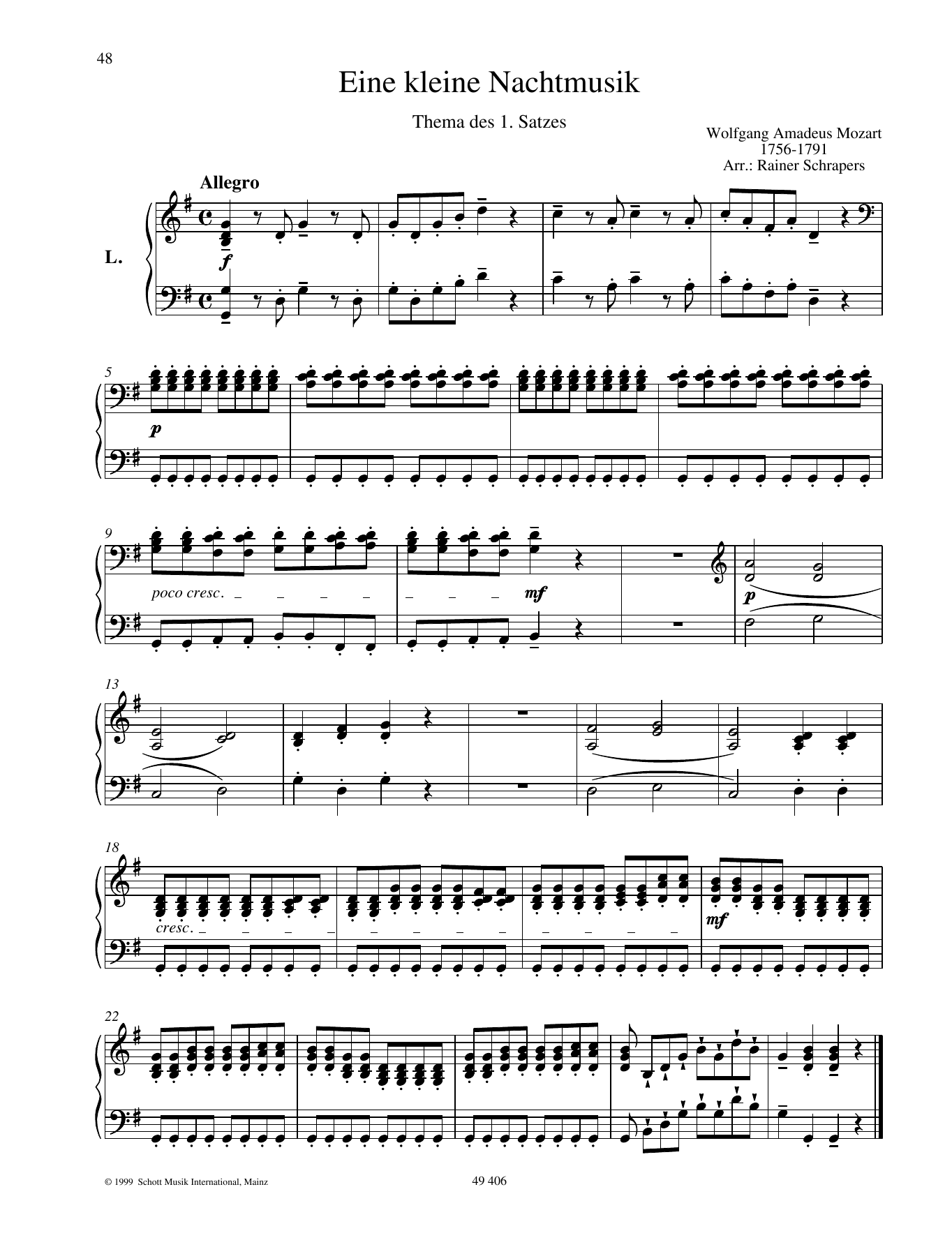 Download Wolfgang Amadeus Mozart A Little Night Music Sheet Music