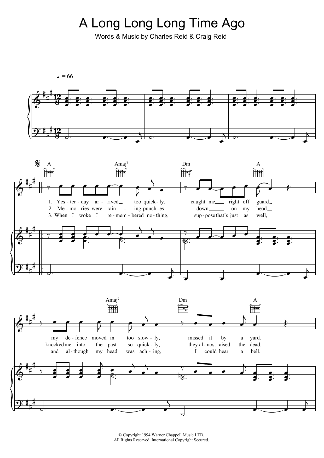 Download The Proclaimers A Long Long Long Time Ago Sheet Music