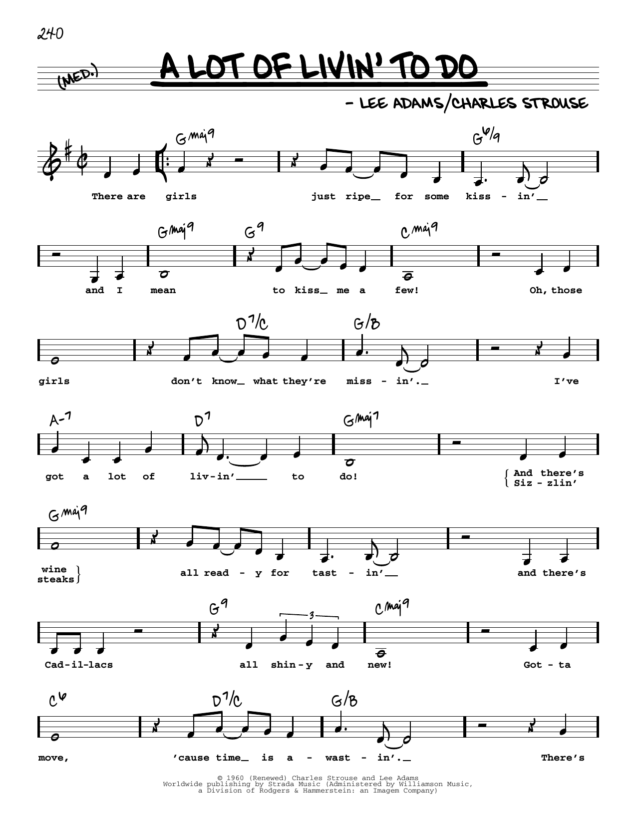 Download Bryan Adams A Lot Of Livin' To Do (Low Voice) Sheet Music