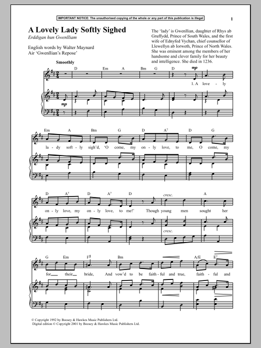 Download Anonymous A Lovely Lady Softly Sighed Sheet Music
