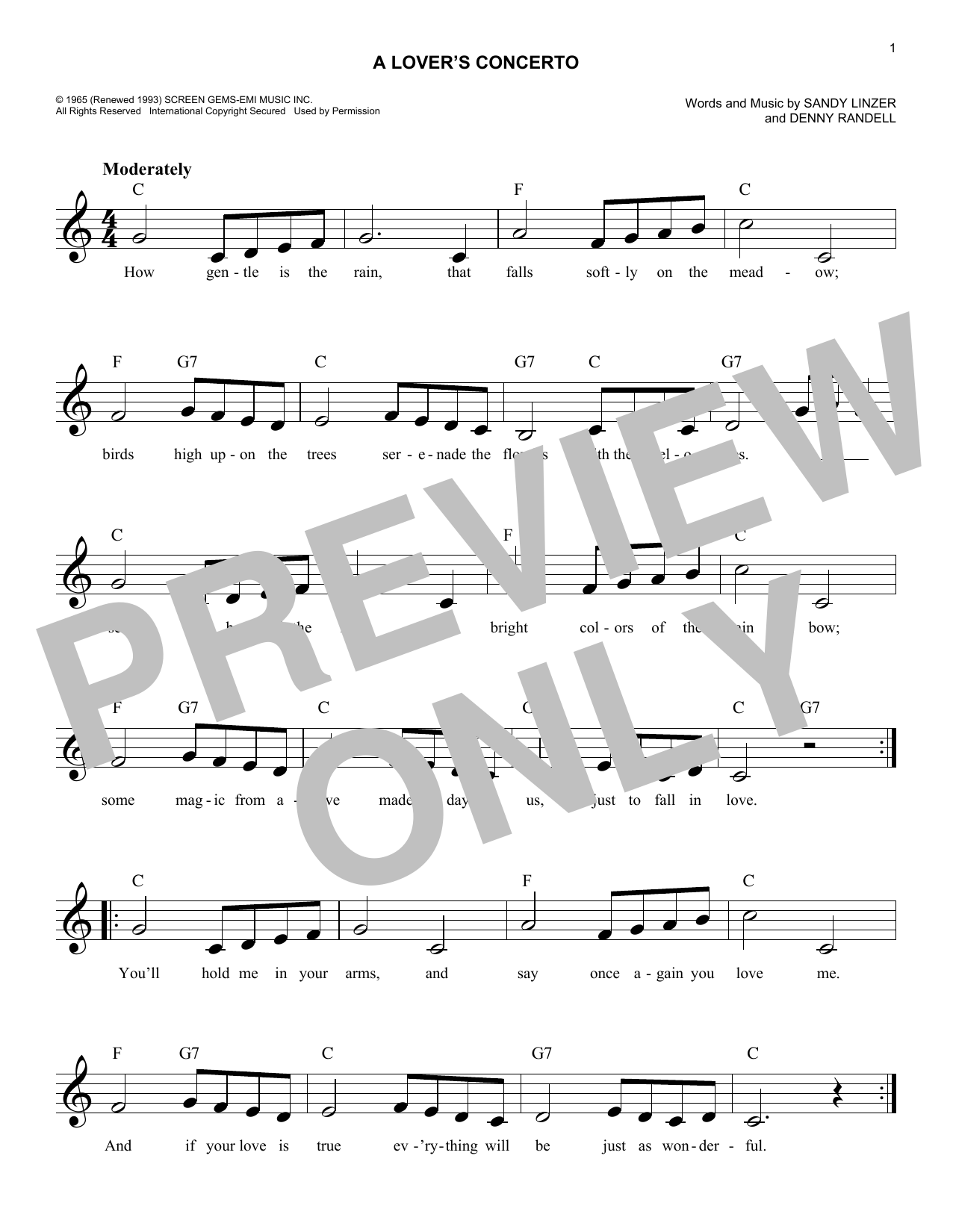 Download The Toys A Lover's Concerto Sheet Music
