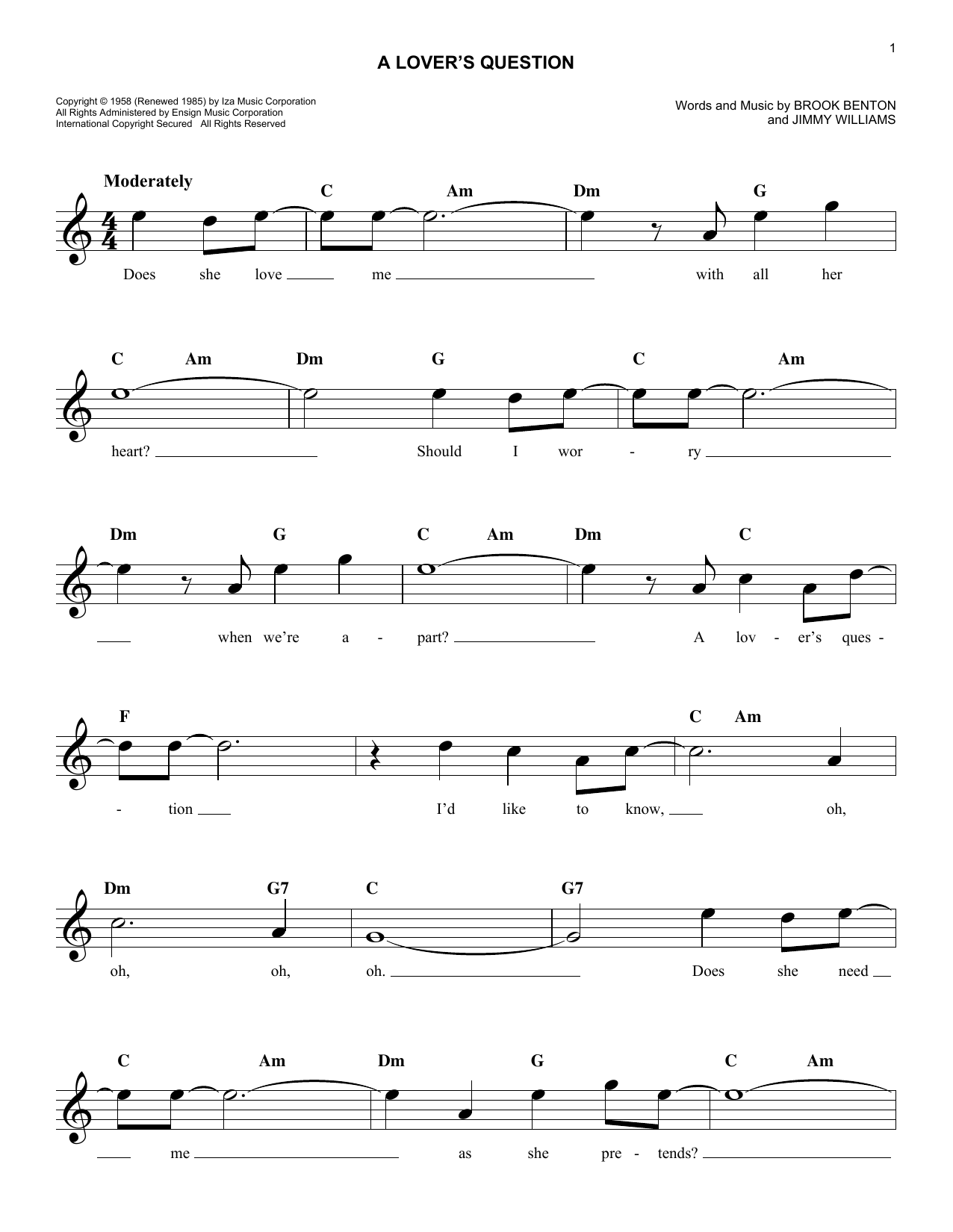 Download Clyde McPhatter A Lover's Question Sheet Music