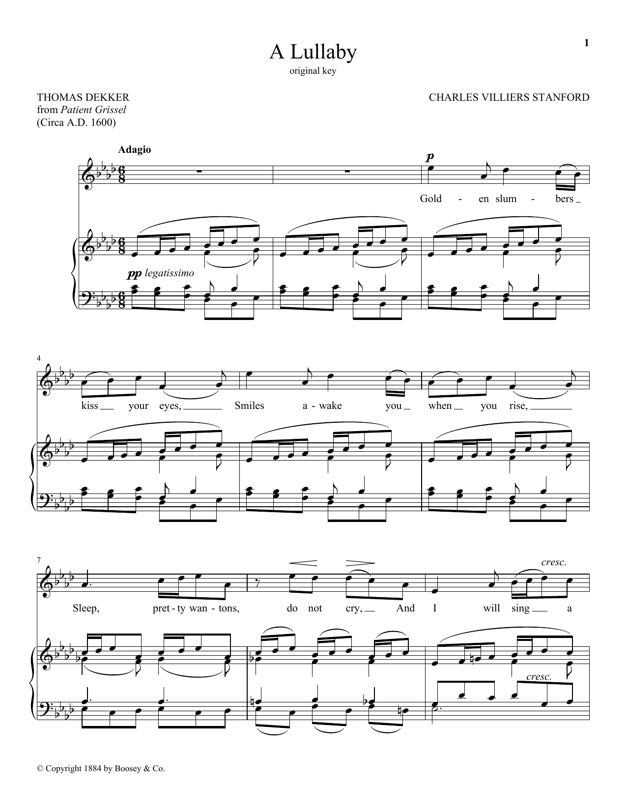 Download Charles Villiers Stanford A Lullaby Sheet Music