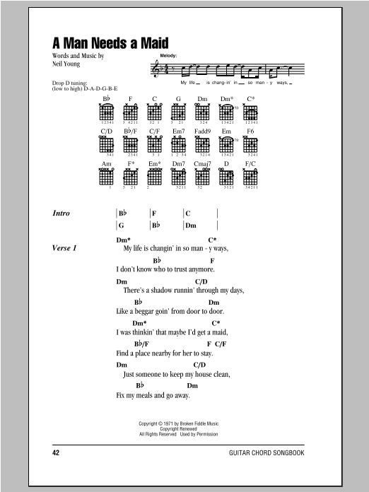 Download Neil Young A Man Needs A Maid Sheet Music