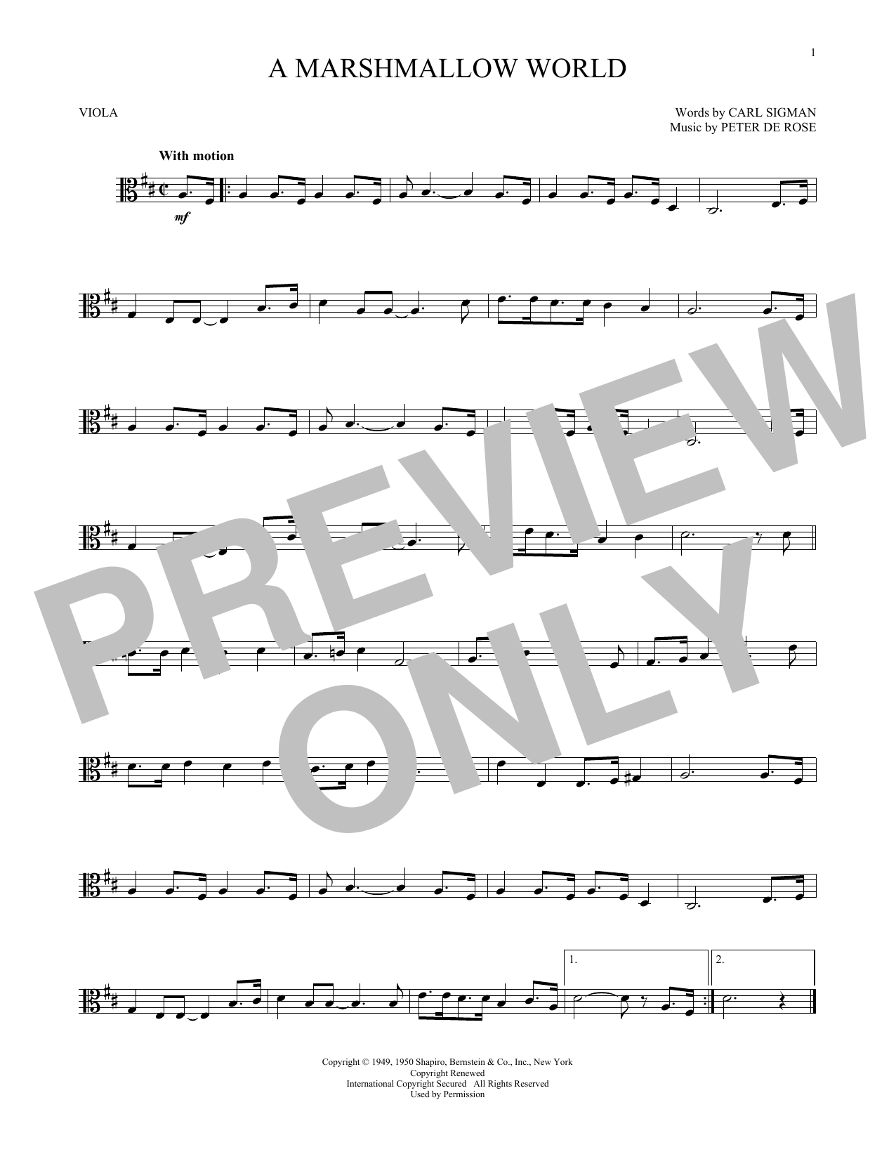 Download Carl Sigman & Peter De Rose A Marshmallow World Sheet Music