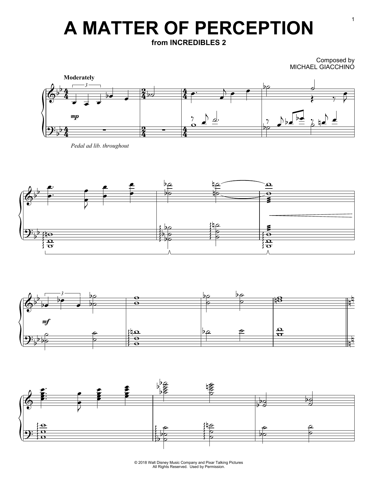 Download Michael Giacchino A Matter Of Perception (from The Incred Sheet Music