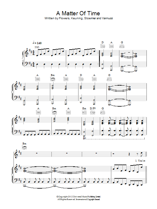 Download The Killers A Matter Of Time Sheet Music