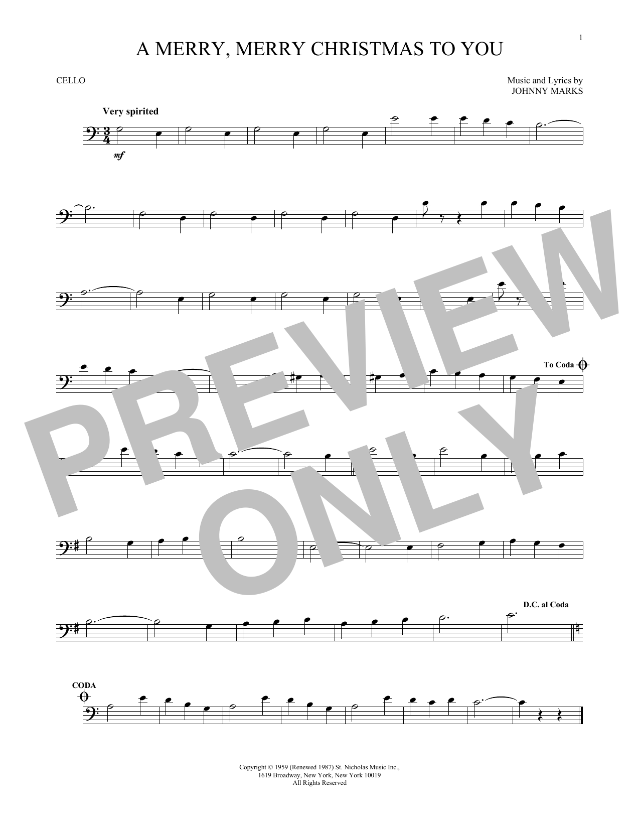 Download Johnny Marks A Merry, Merry Christmas To You Sheet Music