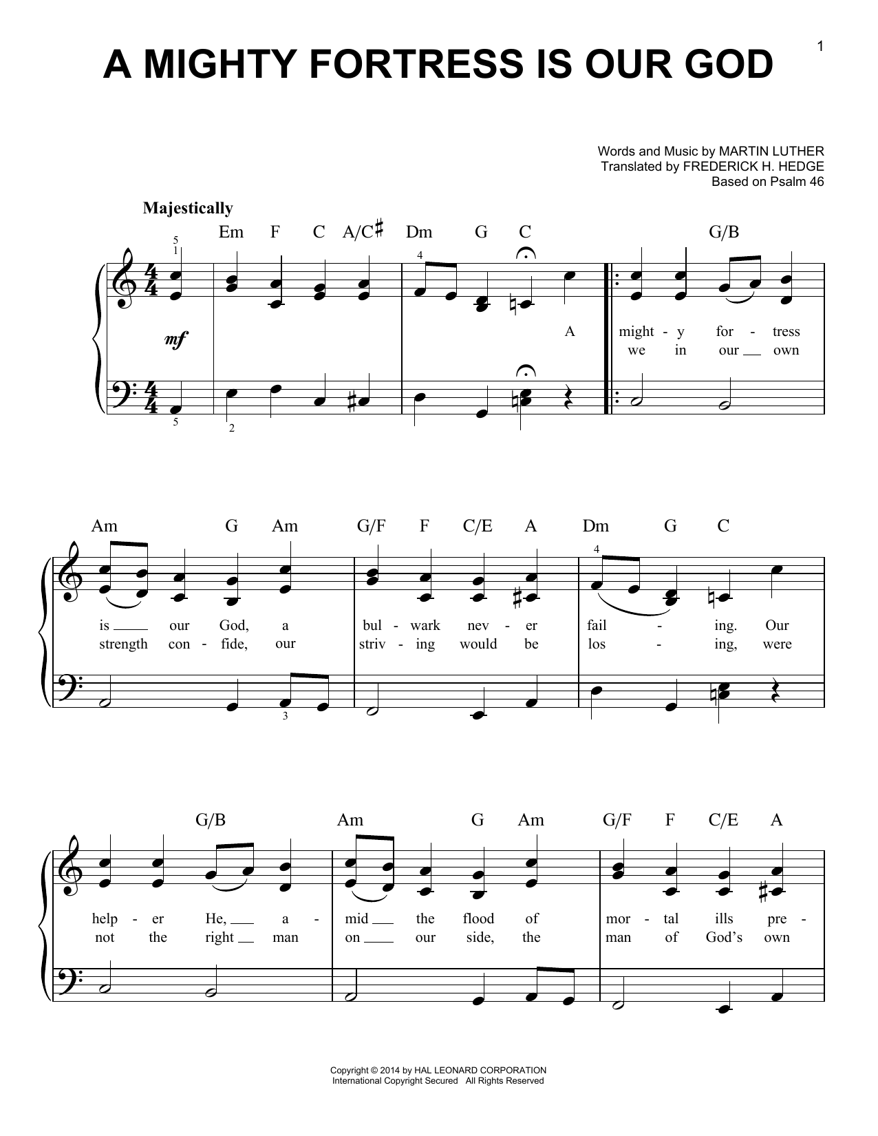 Download Frederick H. Hedge A Mighty Fortress Is Our God Sheet Music