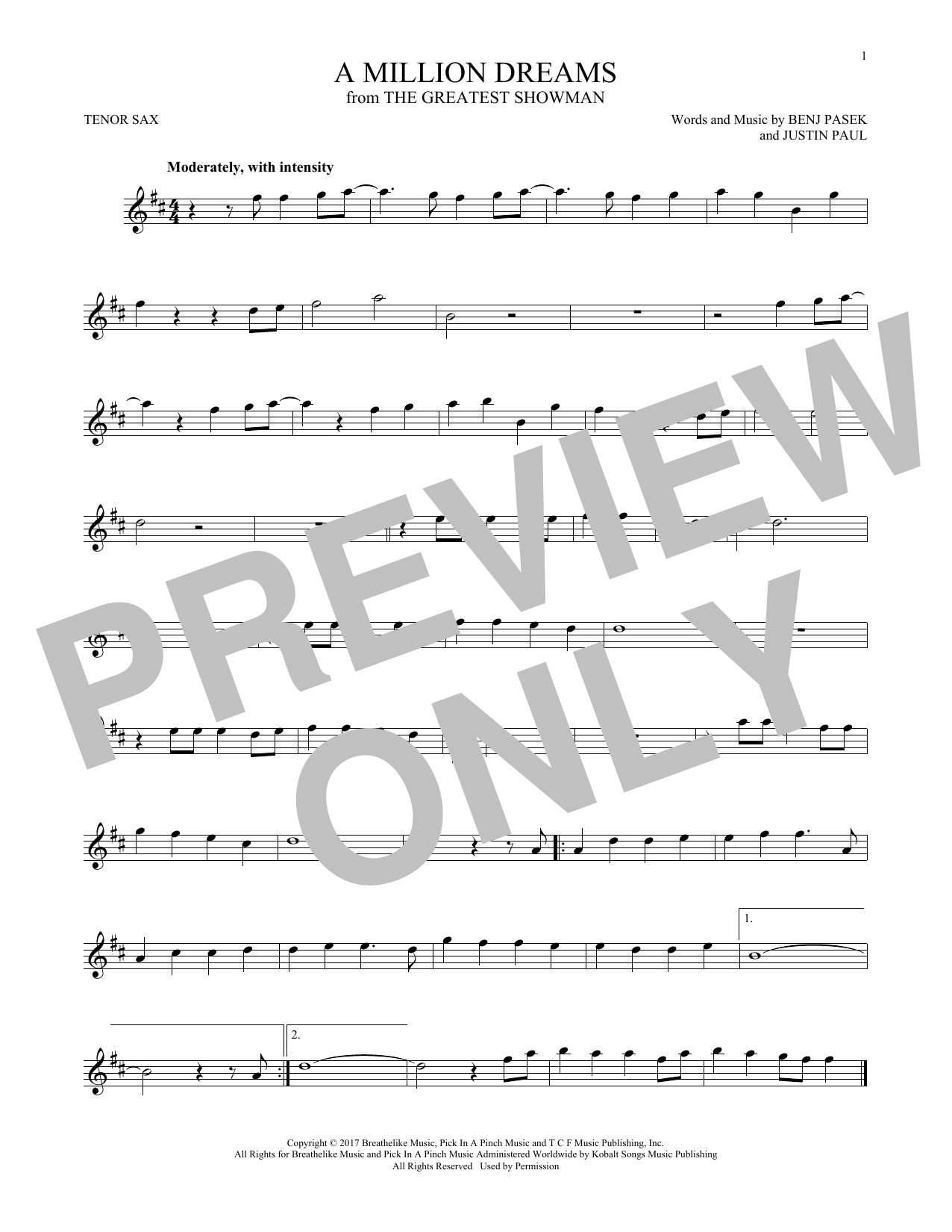 Download Pasek & Paul A Million Dreams (from The Greatest Sho Sheet Music