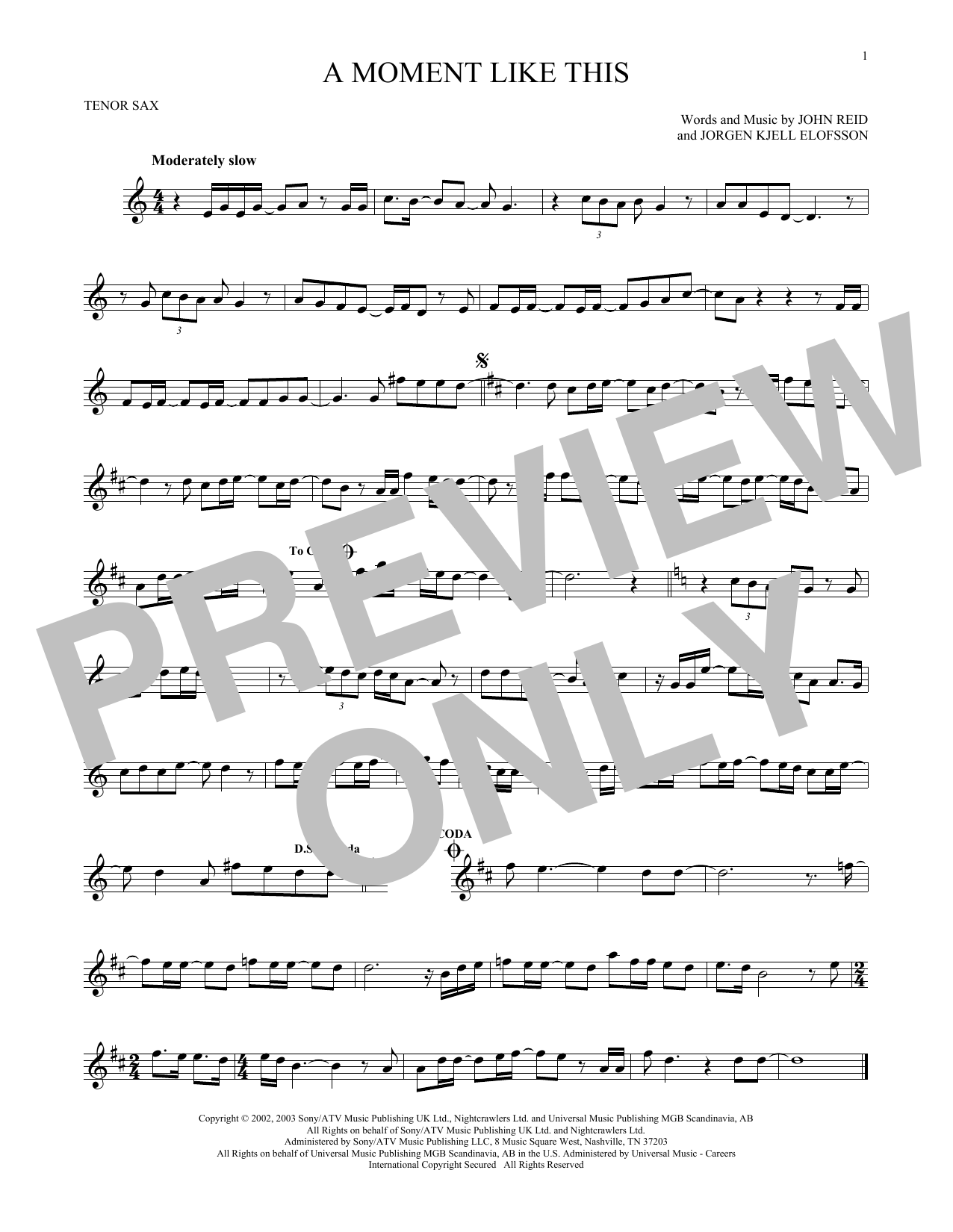 Download Kelly Clarkson A Moment Like This Sheet Music