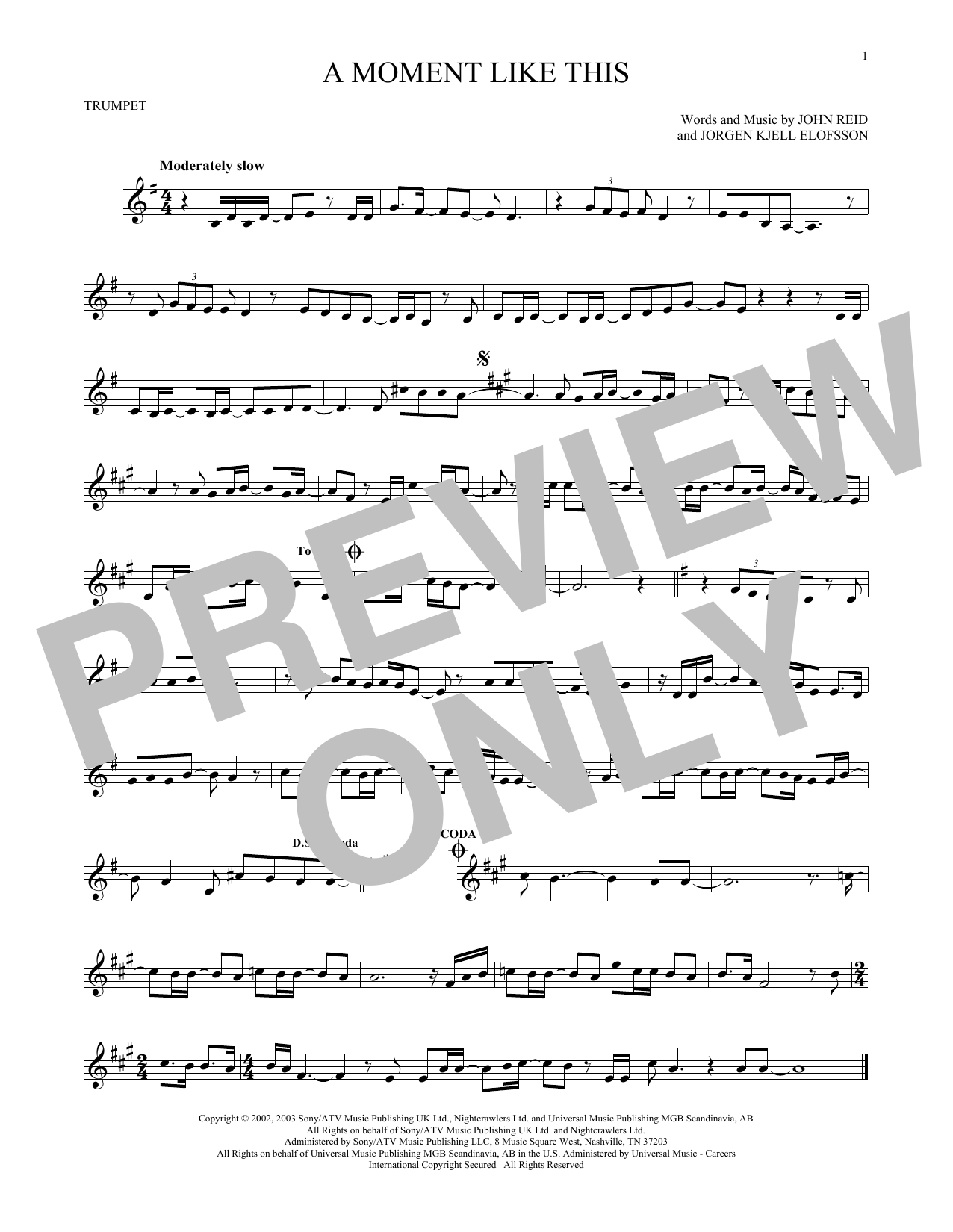 Download Kelly Clarkson A Moment Like This Sheet Music