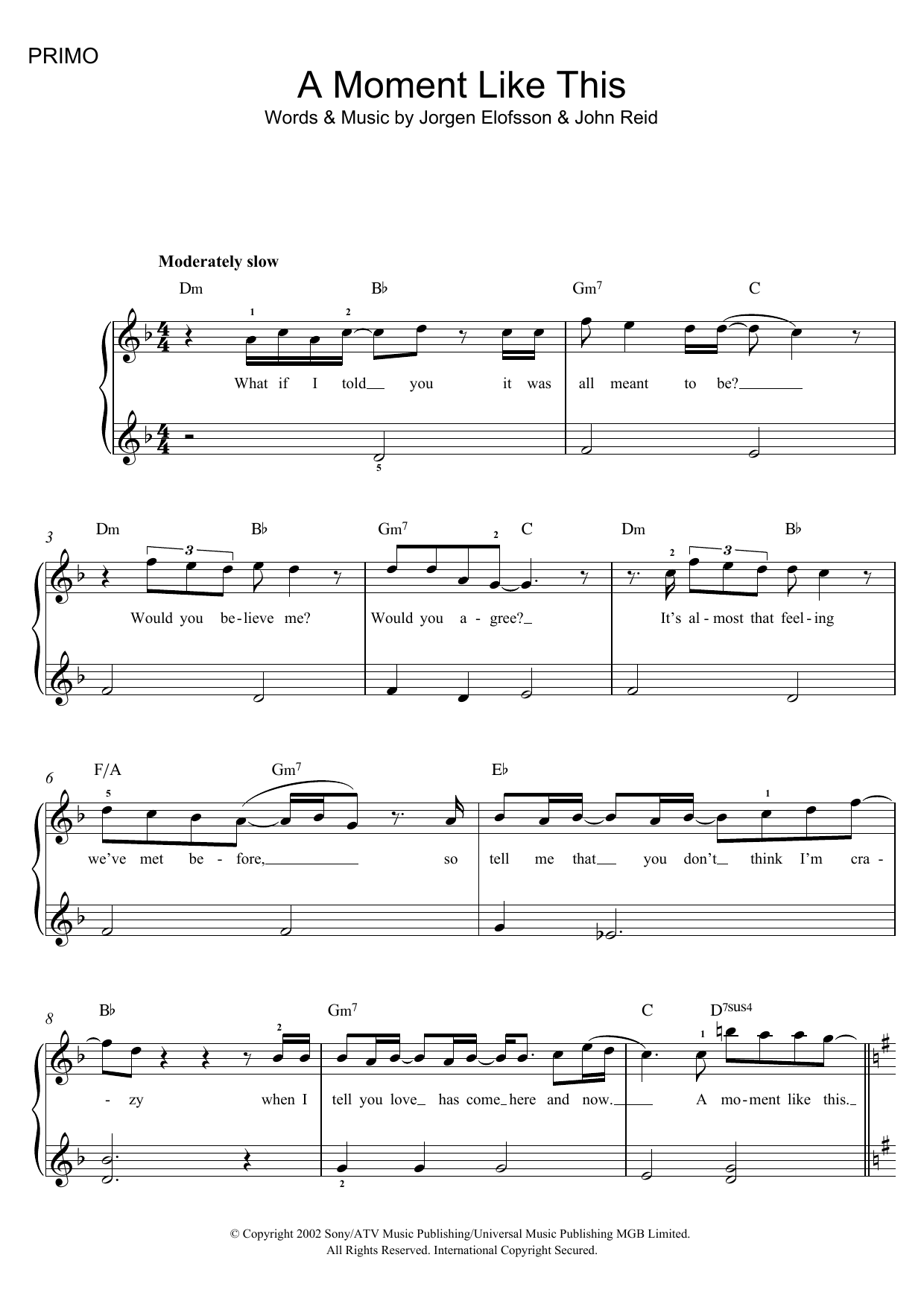 Download Leona Lewis A Moment Like This Sheet Music